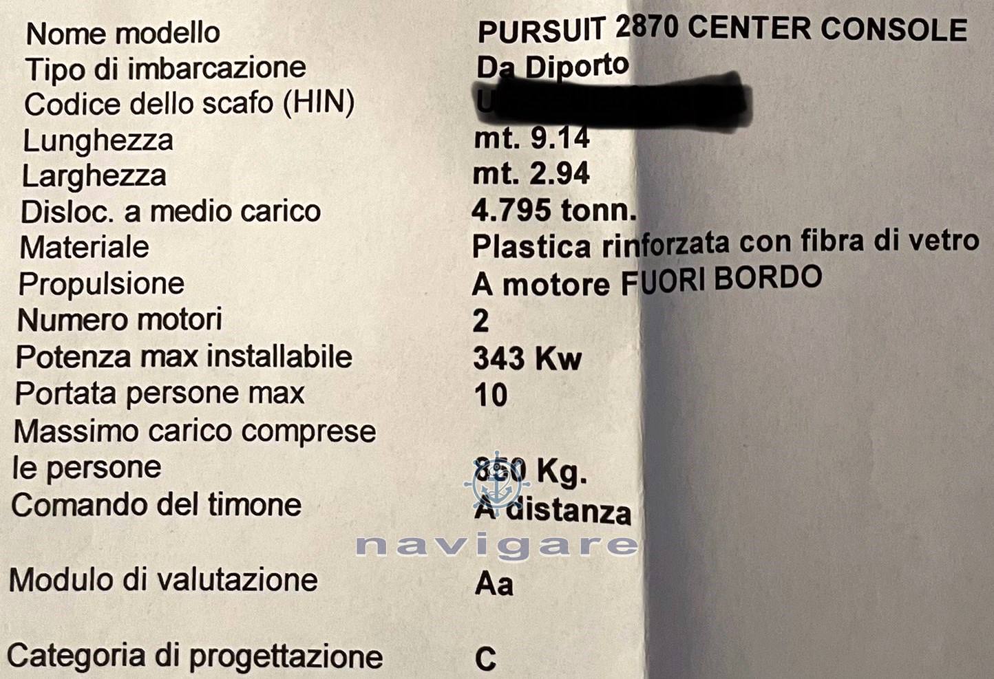 Pursuit 2870 center console Saltwater Fishing